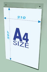 מתקן דף A4 לקיר עם 2 חורים להתקנה