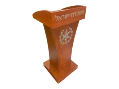 דוכן נואם פודיום עץ מאסיבי G אגס ראש מתעגל חזית וצד טרפזי