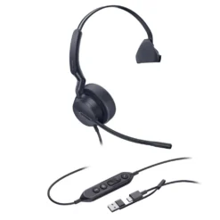 אוזניית מוקד חד-צידית Yealink UH44 Mono Teams USB C/A – סינון רעשים מתקדם